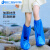 一次性鞋套防水雨天加厚防滑透明室外养殖靴套中高筒耐磨塑料脚套 中筒 透明白10只+蓝色10只  均码