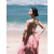 悦贝娜沙滩裙法式吊带露背长裙三亚甜美拍照海边度假女夏季小众设计感 浅桃粉 s