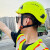 HKNA工地安全帽带护目镜防砸夏季透气男建筑工程头盔国标定制 蓝色透明镜