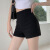 Melece黑色性感高腰设计感西装短裤女夏季2023韩版显高显瘦感热裤 黑色 XS