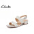其乐（Clarks）女鞋夏季方头一字带潮流复古方跟罗马凉鞋 白色261648944 41