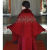 BJQU喜婆婆婚宴时尚礼服冬季装旗袍披肩加绒加厚妈妈外套外搭红色斗篷 加厚酒红色 均码 建议85-185斤左右