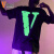 VLONE【美版】反光大V短袖T恤男夏季新款潮牌ins宽松纯棉休闲上衣男装 XM-VX905荧光绿 L（尺码偏大175斤以内）