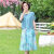 夏薇恋40岁50岁女人穿的气质女装连衣裙中年夏装2024洋气衣服 蓝色 PH1817 XL 建议85-105斤左右