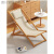 妙普乐高品质加厚老式帆布躺椅楠竹沙滩椅非木质躺椅折叠椅牛津帆布椅午 米白色