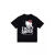 日系小众卡通猫咪短袖T恤女夏季宽松oversize设计感上衣ins潮 黑色 S  60-85斤