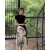 EYNL新中式国风短袖连衣裙女装夏季水墨画改良旗袍裙子感气质长裙 水墨裙 M