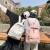 GIOIO日版古着感少女书包校园韩版高中学生双肩包森系百搭PU皮纯色背包 白色