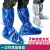 一次性鞋套防雨水雨天厚长高筒养殖靴套防滑户外漂流绑带塑料脚套 一次性透明套头雨衣5件装 均码
