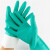 工孚 丁腈橡胶手套劳保耐磨防水加厚加长工业手套 一双价 薄荷绿 M 