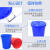 大垃圾桶带盖分类大号商用厨房酒店户外环卫厨余塑料圆桶160L 50L蓝色单桶送袋子
