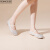 红科（HONGKEE）2024年夏季新款浅口网面透气休闲舒适平底单鞋H764D201 白色 36