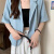 TJRA小西装外套夏天短装女小个子短袖薄款西服外搭时尚2024韩版垂感短 天蓝色 2XL