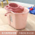 手压带水桶加厚洗滑轮桶挤拖把墩布清洁单桶滑轮压干桶大容量 粉色桶+棕色拖把