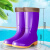 四季高筒女雨鞋加棉保暖防滑水鞋雨天外穿防水鞋中筒成人雨靴胶鞋工业品 紫色中筒(加绒款)加厚 36