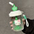SMVPhello kitty水杯夏天KT猫吸管杯少女塑料水杯手工搅拌杯果汁咖啡 白绿580ml 硅胶KT猫