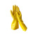 榕茂和 牛筋乳胶手套加厚家用洗碗防水劳保手套黄颜色32cm