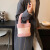 MEDYST网红小众设计毛绒包女新款韩版毛毛拼接手提水桶包单肩斜挎包 棕色
