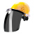 透明防护面罩安全帽面屏电焊打磨防冲击耐高温防飞溅安全防尘面具 黄色安全帽+灰色PC面屏2mm加厚（电焊）