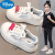 迪士尼（Disney）帆布鞋女童鞋2024新款夏季儿童小白鞋网面透气运动网鞋女孩帆布板 白色 29码