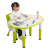 希伯熊儿童桌子塑料幼儿园套装小桌椅宝宝学习吃饭孩子玩具台游戏可升降 可升降岁83*52棕色木纹一桌一椅