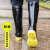 高筒雨鞋 男士雨靴 加绒水靴 长筒短筒鞋 防滑雨靴 防水中筒水鞋 W801中筒黑底防滑