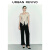 URBAN REVIVO新款女装法式纯欲挂脖荷叶边一字领开襟衬衫 裸杏色 XS (160/80A)