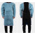 电焊工牛皮耐磨隔热防烫耐高温防护衣反穿衣焊工围裙氩弧焊工作服 蓝色长款低领长袖105cm XL