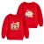 迪士尼（Disney）亲子装家庭装女童拜年服儿童红色卫衣男童加绒过年服童装直播货源 单层-白底事事如意-红色 80cm(建议15-22斤)