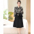 碧青棠40-50岁女款洋气减龄连衣裙女装装春装雪纺套装气质裙子马甲两件 H2276812-黑色 XL