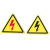 小心有电安全标识牌防触电警告标示贴机械设备标签闪电贴纸防油 红闪电 3.5x3.5cm