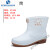 卫生靴白色雨鞋厂专用工作雨靴防滑防油劳保水鞋胶鞋 9929男加棉款 标准码 36