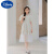 迪士尼（Disney）女童连衣裙夏季儿童公主裙子甜美洋气法式小礼服生日宴小女孩纱裙 米白色 130cm