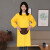 HKNA拉链风衣款围裙防水防油成人罩衣加绒加厚厨房工作服定制logo印字 黄色罩衣定制（均码可穿到180斤）