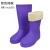 EVA泡沫雨靴夏季男女高筒防水鞋男女水靴厨房防滑耐油靴 EVA高筒紫色棉靴 39