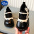 迪士尼（DISNEY）女童皮鞋2024冬季新款洋气儿童针织公主鞋女孩加绒英伦演出鞋小童 黑色(加绒) 34 标准运动码