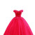 彼岸鸟欧美礼服甜美粉色派对礼服优雅成人礼宴会礼服一字肩舞会礼服 红色玫瑰长款 XS