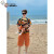 奥特曼亲子装夏季一家三口四口三亚沙滩母女连衣裙父子短袖衬衫海边度假 花色上衣 80码男童（体重15-20斤）