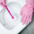 乌斯京家务洗碗手套 乳胶橡胶厨房清洁洗衣防水手套劳保 粉色手套3双 大码