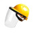 米囹适用定制电焊面罩配安全帽式焊工防护面具防烤脸护脸全脸焊头戴式焊帽 (透明)面罩+三筋透气(黄色)