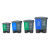 公共厨房双桶分类垃圾桶塑料双色脚踏垃圾桶双胞胎脚踩带盖垃圾桶 灰蓝 20L(加厚双胞胎垃圾桶）