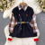 XEHCI春秋感针织马甲两女装叠穿时尚复古拼接格子衬衫套装潮 黑色 #M(建议85-105斤)