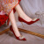 霓心新娘中式敬酒秀禾服婚鞋女新款结婚礼红色高跟鞋子小众 酒红色细跟8厘米 34