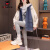 AEMAPE外套女2024春夏季新款韩版时尚牛仔短外套女拼接毛衣开衫 藏蓝色 S_（建议115斤以内）
