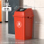 正方形带盖垃圾桶户外商用大容量厨房卫生间餐饮专用2023 100L正方红色带盖