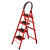 梯子家用多功能伸缩折叠梯室内人字梯加宽四五六步梯子踏板加厚梯 藕色 红色加厚7步D型梯