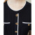 唐可娜儿（DKNY）亮丝针织短袖拼接欧根纱女士连衣裙 藏青色 S