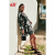 H&M女装连衣裙2024夏季新款宽松休闲系带灯笼袖连衣短裙1217790 黑色/白色图案 155/80A