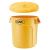 圆形塑料桶储物桶带盖大号垃圾桶户外小区物业塑料环卫桶加厚 豪华75升黄色带盖