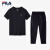 斐乐（FILA）童装儿童T恤裤子2024夏新款中大童男童短袖长裤两件套装 传奇蓝-PNV 130cm(130cm)